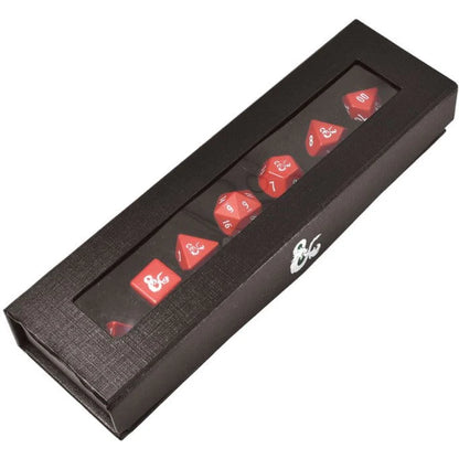 Ultra Pro - Dungeon & Dragons 7 Piece Heavy Metal Dice Set - Red/White