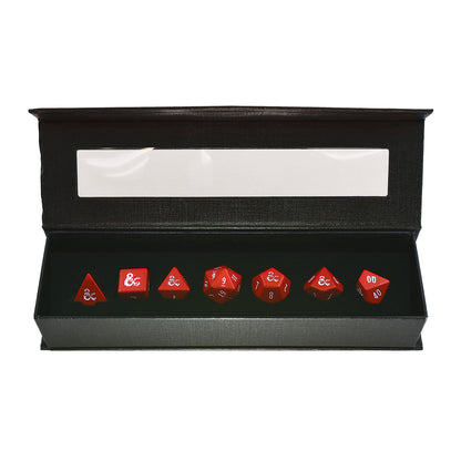 Ultra Pro - Dungeon & Dragons 7 Piece Heavy Metal Dice Set - Red/White