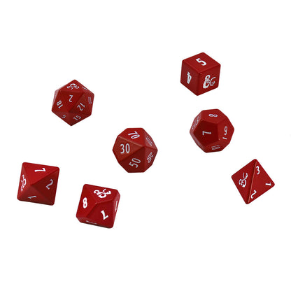Ultra Pro - Dungeon & Dragons 7 Piece Heavy Metal Dice Set - Red/White