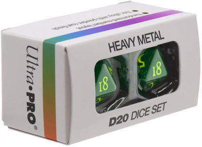 Ultra Pro - Dice Set - Heavy Metal 2 Piece D20 - Vivid Green