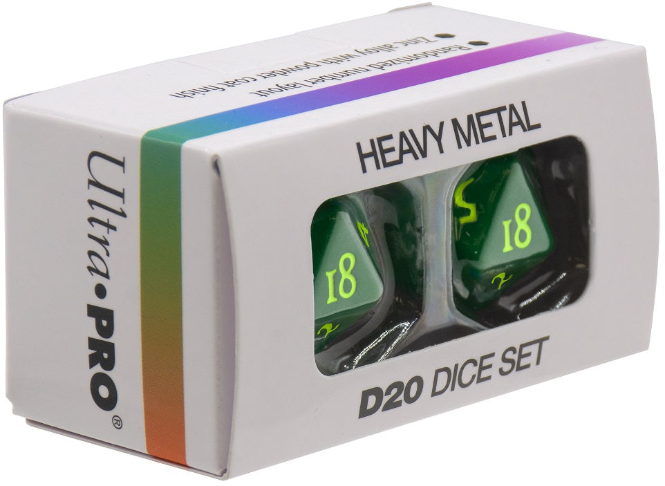 Ultra Pro - Dice Set - Heavy Metal 2 Piece D20 - Vivid Green