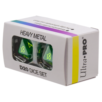 Ultra Pro - Dice Set - Heavy Metal 2 Piece D20 - Vivid Green