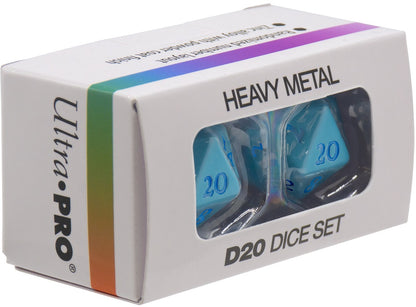 Ultra Pro - Dice Set - Heavy Metal 2 Piece D20 - Vivid Light Blue
