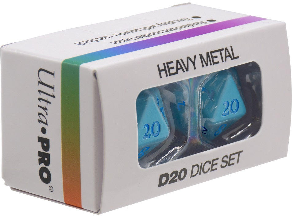 Ultra Pro - Dice Set - Heavy Metal 2 Piece D20 - Vivid Light Blue