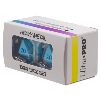 Ultra Pro - Dice Set - Heavy Metal 2 Piece D20 - Vivid Light Blue