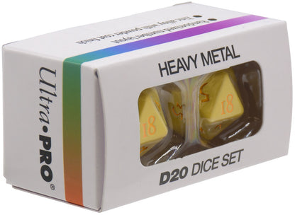 Ultra Pro - Dice Set - Heavy Metal 2 Piece D20 - Vivid Yellow