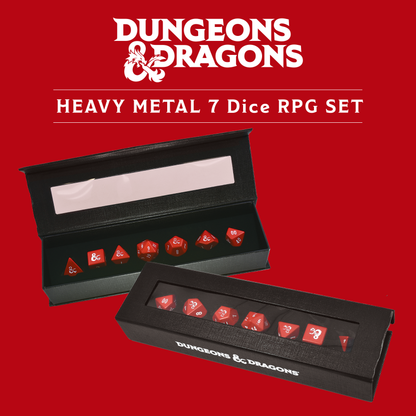Ultra Pro - Dungeon & Dragons 7 Piece Heavy Metal Dice Set - Red/White