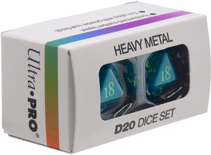 Ultra Pro - Dice Set - Heavy Metal 2 Piece D20 - Vivid Teal