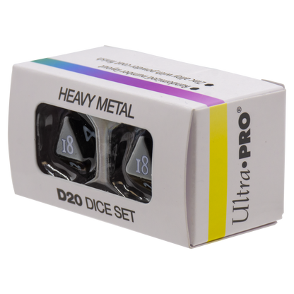 Ultra Pro - Dice Set - Heavy Metal 2 Piece D20 - Vivid Black