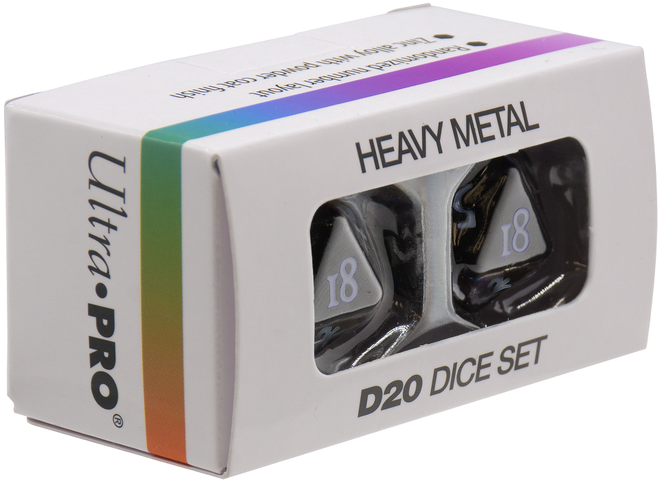 Ultra Pro - Dice Set - Heavy Metal 2 Piece D20 - Vivid Black